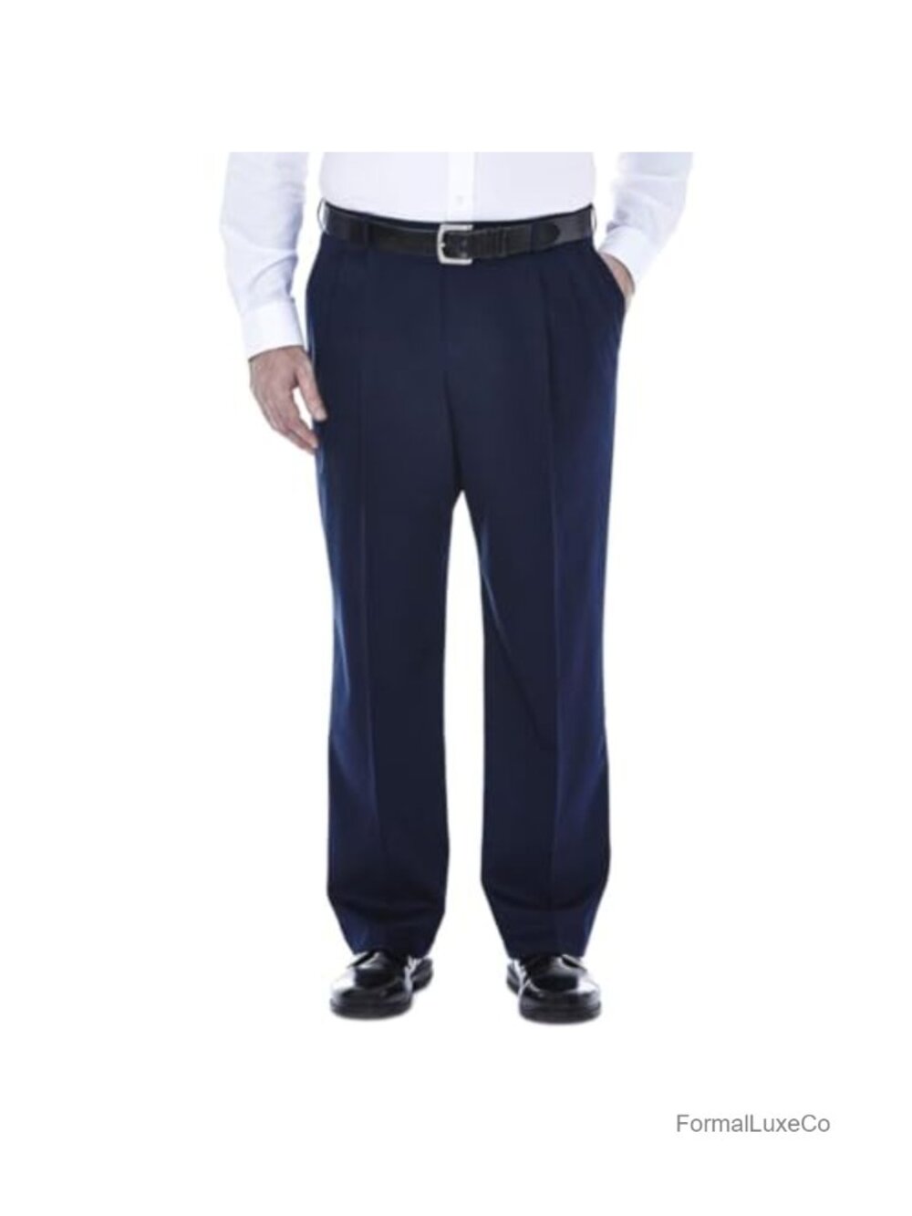 Men's Big & Tall Classic Fit Pleated Khaki Dress Pant No Iron Stretch
